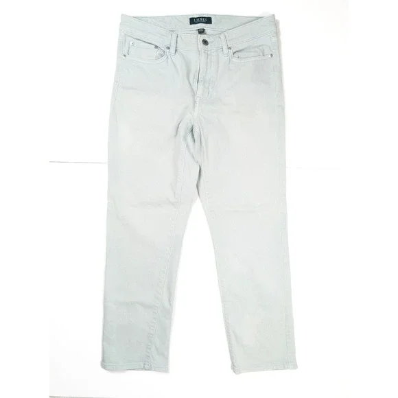 Lauren Ralph Lauren Premier Straight Crop Light Pastel Blue Jeans Women's Size 8 - Picture 1 of 7